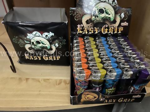 BOX OF 40 REUSABLE NEON GAS LIGHTERS EASY GRIP Lighter -Tattoo Classic FULL SIZE Large,NEW  *WILL SHIP*