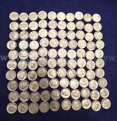 100 U.S. PRE-1965 SILVER DIMES