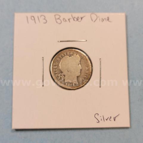 1913  Barber Silver Dime