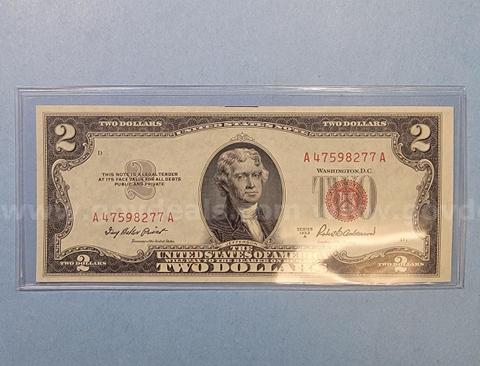 1953 A Red Seal Two Dollar Bill