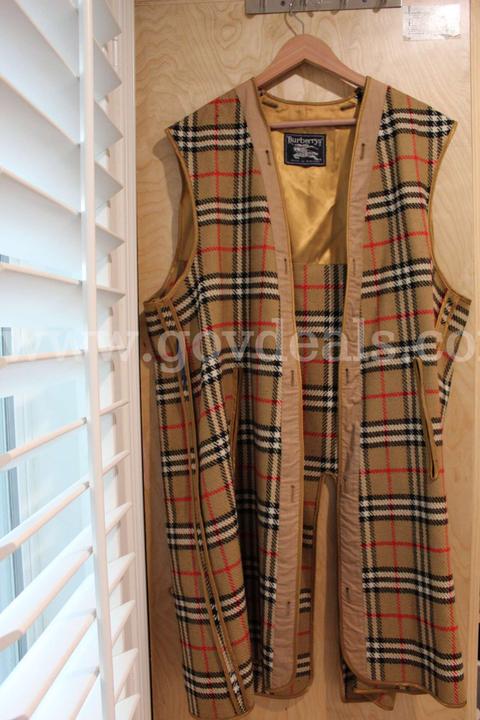 Vintage Burberry 90s Beige Nova Check Wool Trench Coat Liner
