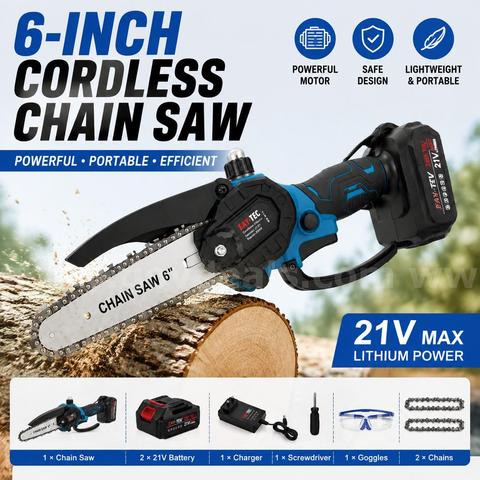 SHIPPING AVAILABLE  Lot of 60 Mini Chainsaw Cordless, 6-Inch Portable Handheld Chainsaw with Oiler System(AA-08)
