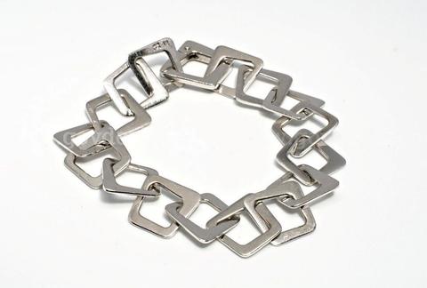 Custom Solid 18KT White Gold Link Italian Made Bracelet