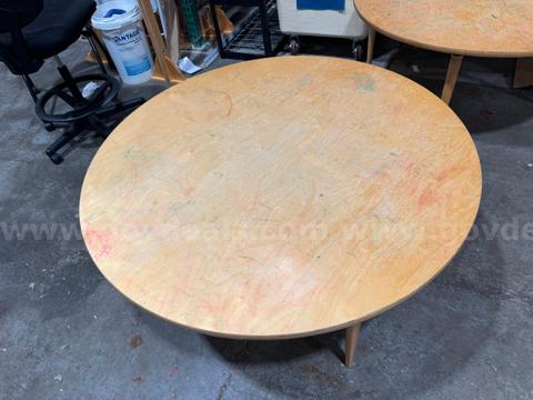 Two short round tables for children
