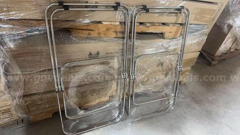 SHIPPING AVAILABLE Clear Acrylic Folding Chairs with Chrome Metal Frame, Portable Modern Accent Dining Chairs (AA2-19)