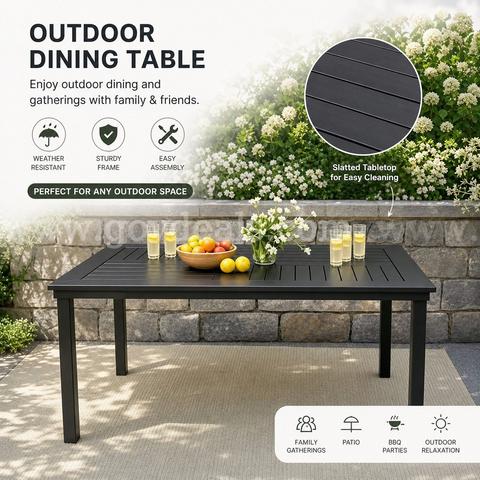 SHIPPING AVAILABLE 6-Person Outdoor Rectangular Patio Dining Table - Black (Z-001)