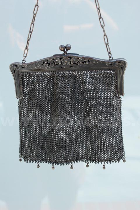 Antique Edwardian Handmade Metal Mesh Evening Purse