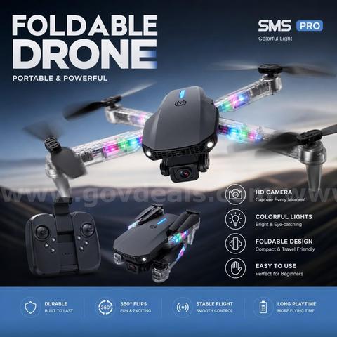 SHIPPING AVAILABLE SMS Pro Obstacle Avoidance Drone – 4K HD Foldable Quadcopter with LED Lights & Dual Cameras (31-09)