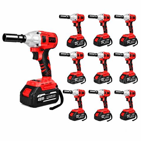 SHIPPING AVAILABLE 10 sets 48V Cordless Impact Wrench 650N.m Brushless Electric Impact Gun 2 Batteries Hard Case(B2-01)