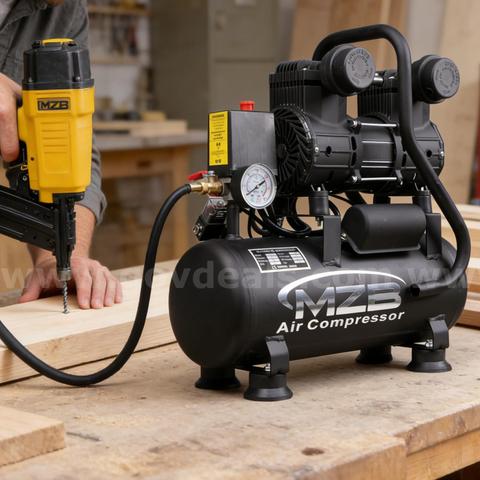 *NEW* MZB 2.4 Gallon Quiet Air Compressor 110V/60Hz 1.0HP 5.65CFM, MAX 115PSI Steel Tanks Oil-Free 72dB Noise Level Air