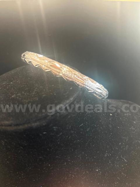 Rhodium (Silver) Diamond Cut Bangle Bracelet