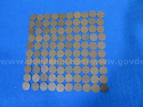 Lot of 100 Canadian King George V One Cent Coins (1920-1936)