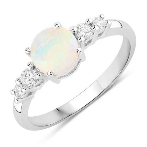 Ladies Designer Sterling Silver Ring With Opal Stone And Diamonds Tag Price $1480.00