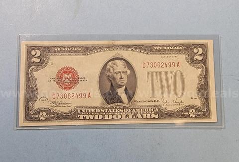 1928 F Red Seal Two Dollar Bill EF-40