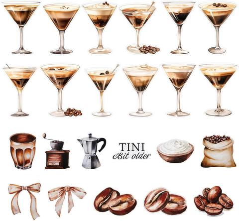 Brand New - 60 Pcs a Tini Bit Older Paper Cutouts with Glue, Espresso Martini Decor - Shipping Available