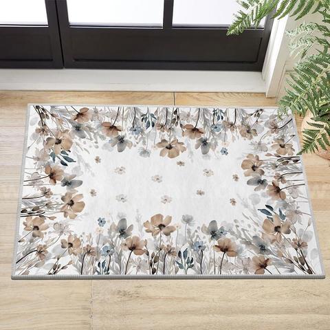 Brand New - 2'x3' Poppy Leaves Spring Area Rug, Summer Home Decor Low-Profile Washable Door Mat - Shipping Available