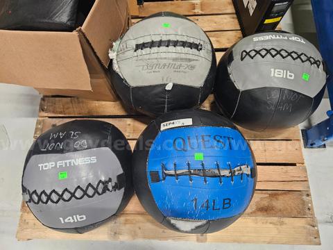 LOT (4) Medicine Balls - DAMAGED