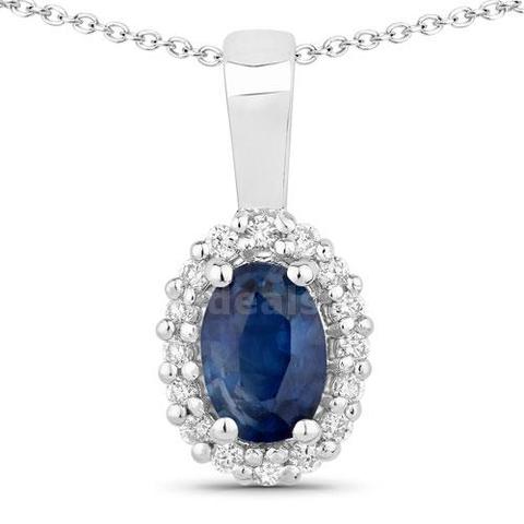 Ladies Designer Sterling Silver Pendant With Tanzanite Stone And Diamonds Tag Price $2220.00