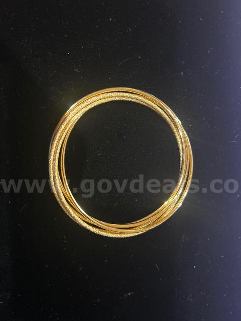 1 Set of (5) 24k Gold, Diamond Cut Bangle Bracelets, 2 1/2 Inch