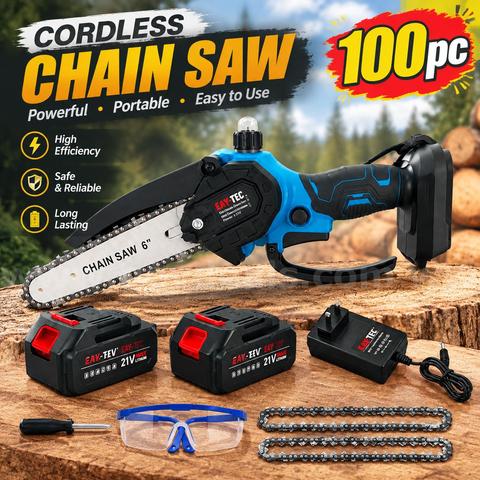 SHIPPING AVAILABLE Lot of 100 Mini Chainsaw Cordless, 6-Inch Portable Handheld Chainsaw with Oiler System(AA-08)