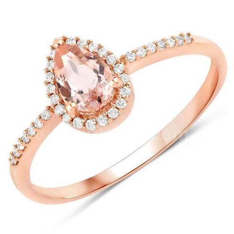 14K Rose Gold Ladies Designer Natural Morganite & Diamond Ring