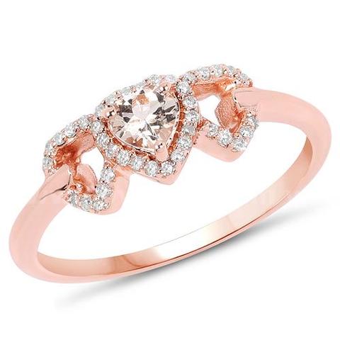 14K Rose Gold Ladies Designer Natural Morganite & Diamond Ring