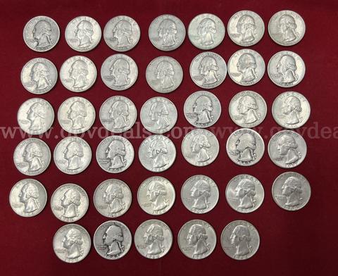 40 U.S. PRE-1965 SILVER WASHINGTON QUARTERS