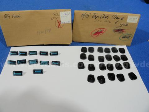 Vintage Gemstone Lot - Blue Zircon Cushions & Black Onyx with Holes (36 pcs)