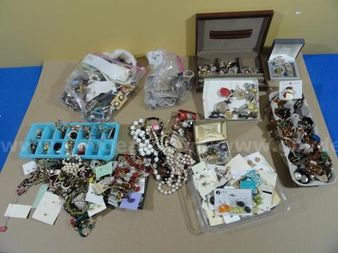 Vintage & Costume Jewelry - (Earrings, Necklaces, Brooches, Watches, etc.) - 10 lbs.