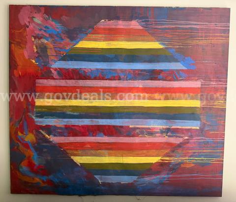OLD FINE ARTWORK FROM MORRIS SHULMAN (1912-1978) OIL ON CANVAS SIZE 81"x 71" *CAN SHIP*