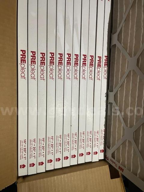 31904029, Pleated Air Filter, 16"x20"x1", Quantity 7,028 units.