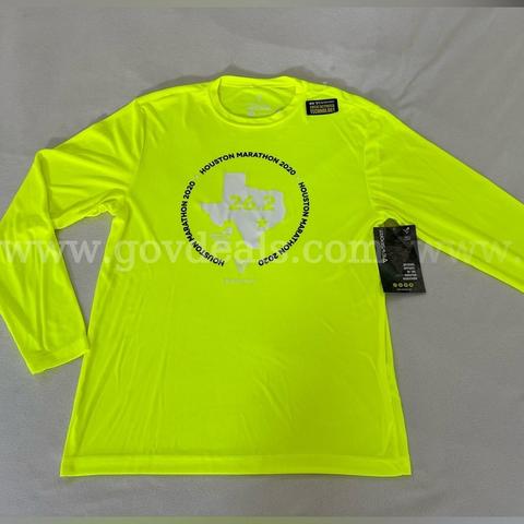 RARE / HOUSTON MARATHON 26.2 VIEWPOINT MEN'S YELLOW ATHLETIC SHIRT MEDIUM NWT *WILL SHIP*