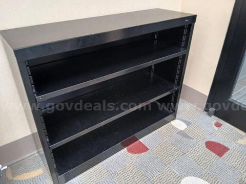 Lot of (2) Black Metal Shelving Units