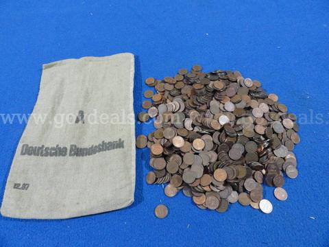Lot of ~1,000 - 1 Pfennig coins from the Federal Republic of Germany in Original Bank Bag