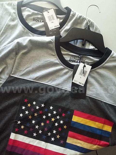 LOT OF 2 U.S.A. FLAG MEN'S T-SHIRTS DIAMOND DOLLARS STYLE # DD059 NWT $48 *WILL SHIP*