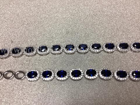 925 Sterling Silver Necklace Featuring Lab Created Blue Sapphire, 16 to 18 inches in length