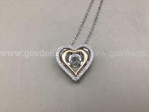 14K Yellow Gold & .925 Sterling Silver Necklace Featuring Lab-Created White Sapphires & Diamonds 0.17ct total weight