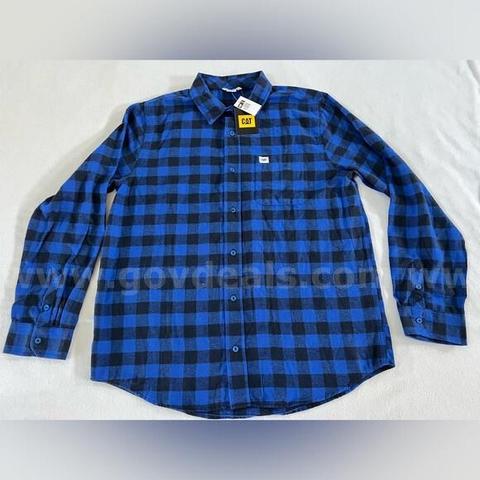 CATERPILLAR BUFFALO PLAID FLANNEL MENS BUTTON DOWN SHIRT MEMPHIS BLUE XL NWT $60 *WILL SHIP*