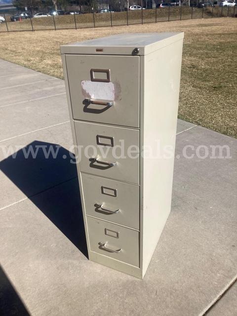 Lot of (4) Vertical Metal File Cabinets – Office Storage – No Keys