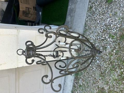 Rustic Black Chandelier – 6-Light Fixture – Used