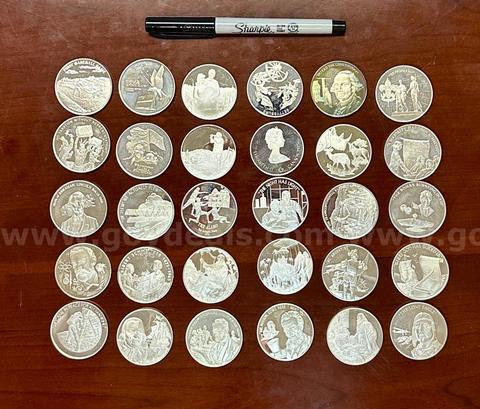 30 Silver Medallions American History Theme (29oz)
