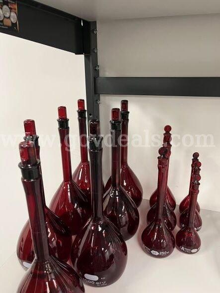 1 lot of RED Low Actinic Class "A" Volumetric Flasks