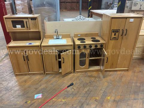 PLAY KITCHEN SET, WOODEN (CHILDREN'S)