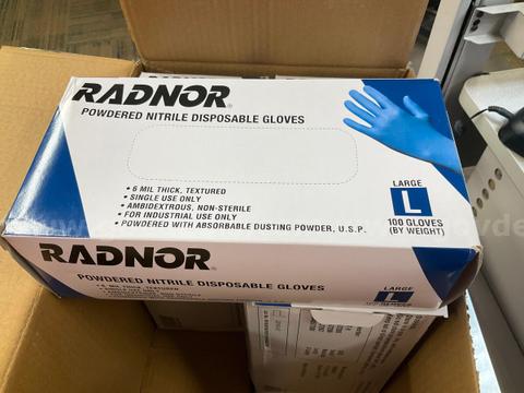 Lot of 6 Radnor 6 Mil Powdered Nitrile Disposable Gloves | Size Large | 100-Ct Box
