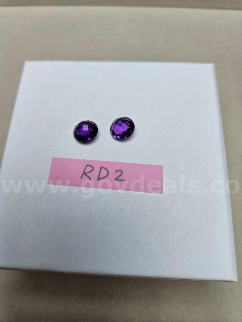 Natural Brazil Round Checkerboard Faceted AAA Amethyst (Matched Pair) - 6.9 Total Carats