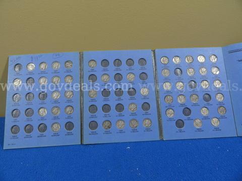 Lot of 46 Silver Mercury Dime Collection 1916-1945 in Original Whitman Album
