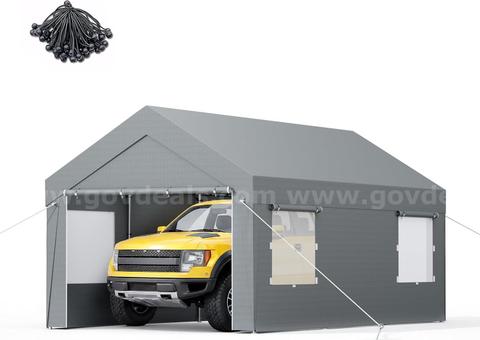 10x20 ft Portable Garage, Car Port with 200 g PE Tarp Cover, with Front & Rear Roll-Up Doors FREE SHIPPING