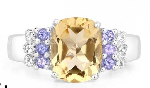 Citrine Tanzanite and Topaz Ring