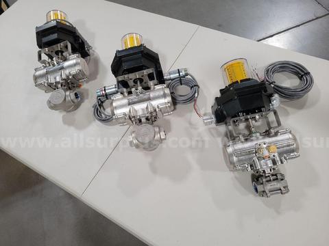 3ea Valworx 3/4in CF8M 1000WOG Actuated Valves
