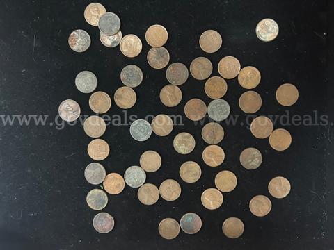 FIFTY US WHEAT PENNIES